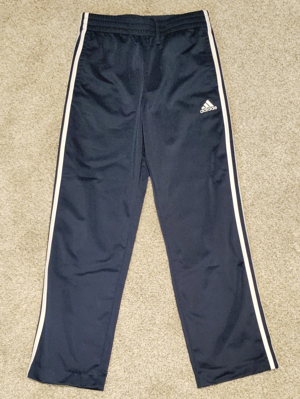 adidas Kids Navy Joggers with White Side Stripes